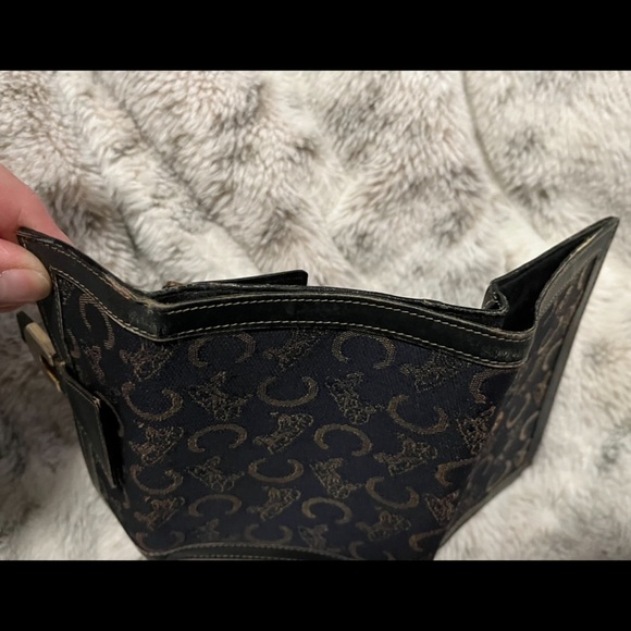 Celine Bi-fold Carriage Sulky Jacquard Leather Navy color vintage - Picture 5 of 8